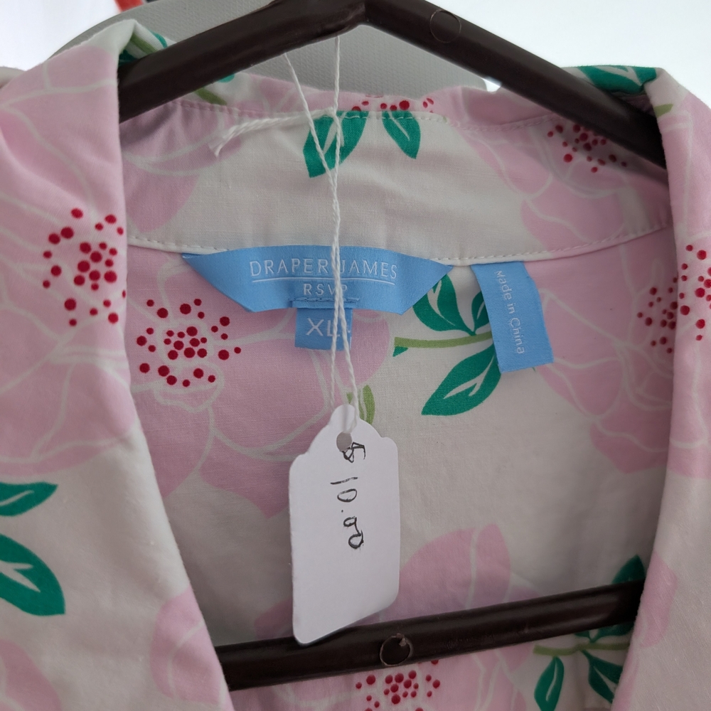Draper James Pink and Green Floral Top